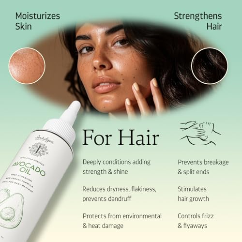 Indulgeo Essentials 100% Natural Cold Pressed Avocado Oil for Skin & Hair – Hair Oil for Hair Growth, Avocado Body & Face Oil for Glowing & Dry Skin – Hydrates and Repairs Skin Tissue & Promotes Hair Growth | For Men, Women & New Born Baby– 100ml - Image 4