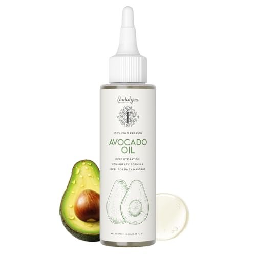 Indulgeo Essentials 100% Natural Cold Pressed Avocado Oil for Skin & Hair – Hair Oil for Hair Growth, Avocado Body & Face Oil for Glowing & Dry Skin – Hydrates and Repairs Skin Tissue & Promotes Hair Growth | For Men, Women & New Born Baby– 100ml - Image 1