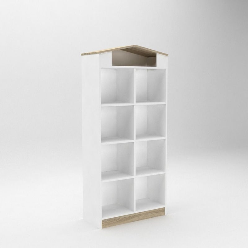 DANUBE HOME خزانة كتب ستانلي V2 | خزانة منظم بتصميم حديث | رف عرض متعدد الوظائف للأطفال لخزانة الكتب للمنزل L68xW31.5xH148.3cm - بلوط سونوما وأبيض - Image 3