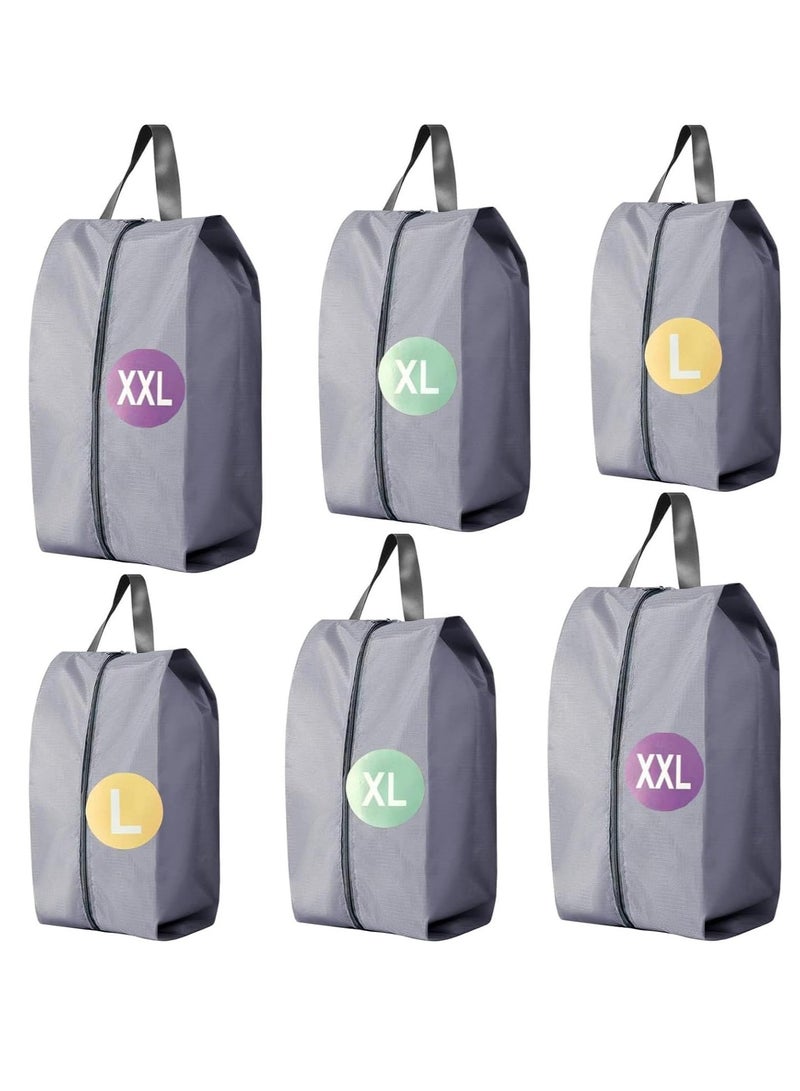 Excefore حقيبة أحذية للسفر، 6 قطع غير منسوجة مقاومة للغبار مع حقيبة تخزين حبلية، منظمات أحذية منزلية محمولة، حقائب أحذية رياضية مقاومة للغبار والماء للرجال والنساء للتعبئة (3 أحجام في مجموعة واحدة) - Image 1