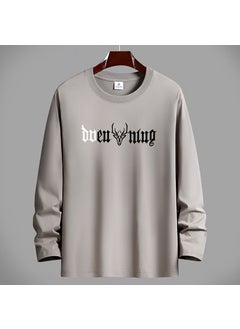 Generic 2024 New Xinjiang Cotton Fat Man T-Shirt Long Sleeve Thin Pure Cotton Top Sweat Shirt Loose Fit Mens Clothing Plus Size Fog Blue  - Image 4
