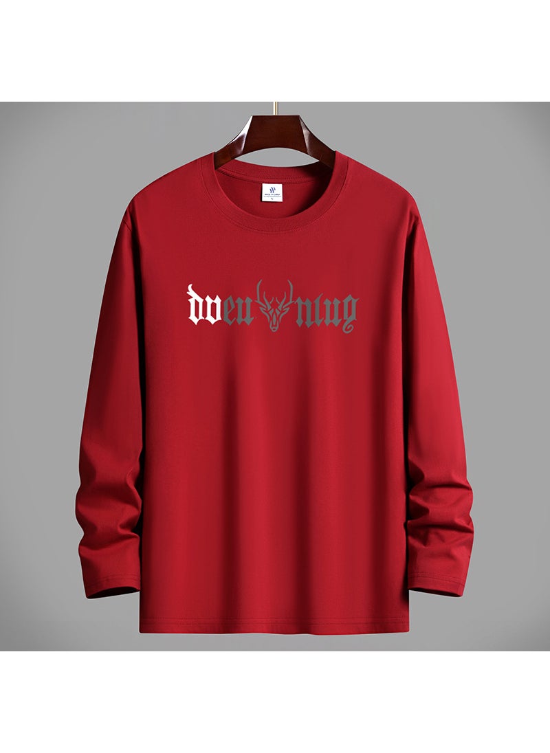 Generic - 2024 New Xinjiang Cotton Fat Man T-Shirt Long Sleeve Thin Pure Cotton Top Sweat Shirt Loose Fit Mens Clothing Plus Size Fog Blue - Image 1