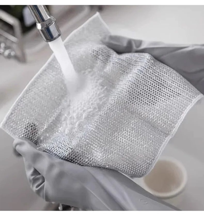 Generic Steel wire dish cloth non-stick oil kitchen special metal wire cleaning cloth double-sided thickened silver wire imitation steel ball Rag Silver silk cloth
