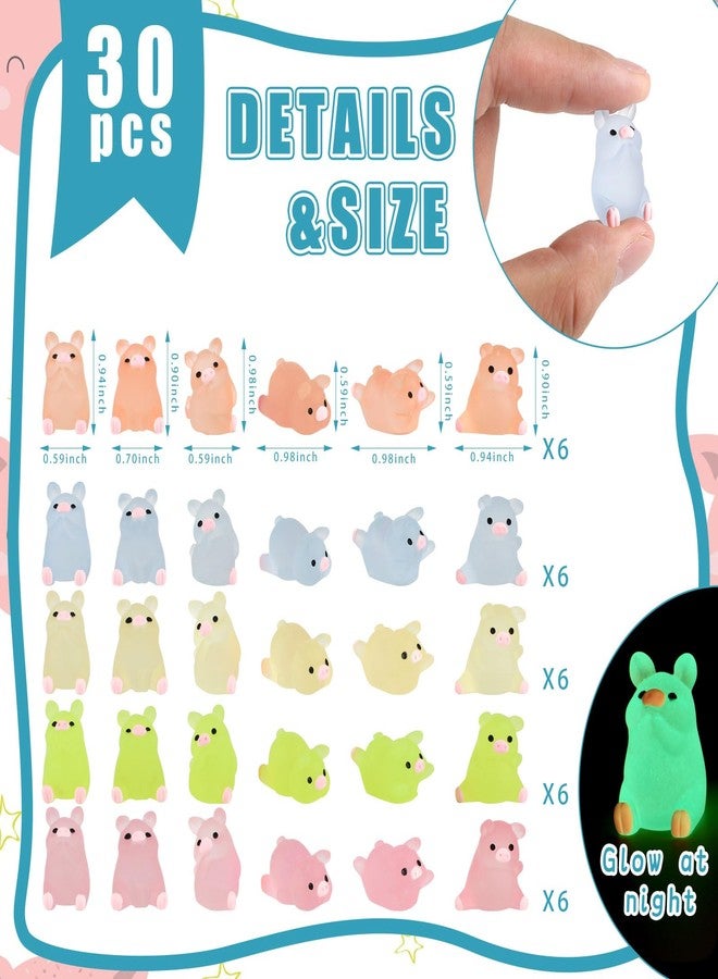 CCINEE 30pcs Luminous Mini Pig Miniauter Figures Glow in The Dark Resin Pig Figures Micro Fairy Ornaments Tiny Pigs Miniature for Bag Cake Topper Birthday Party Favors - Image 2