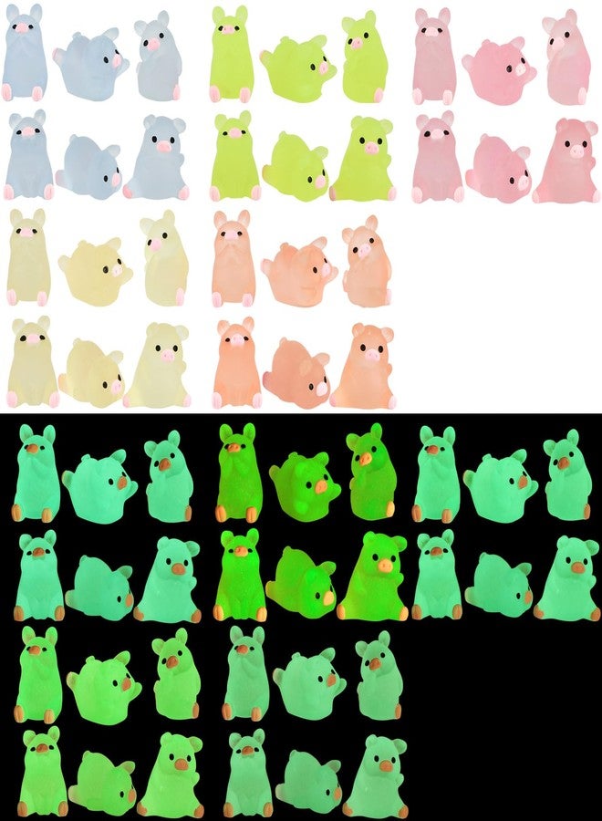 CCINEE 30pcs Luminous Mini Pig Miniauter Figures Glow in The Dark Resin Pig Figures Micro Fairy Ornaments Tiny Pigs Miniature for Bag Cake Topper Birthday Party Favors - Image 1