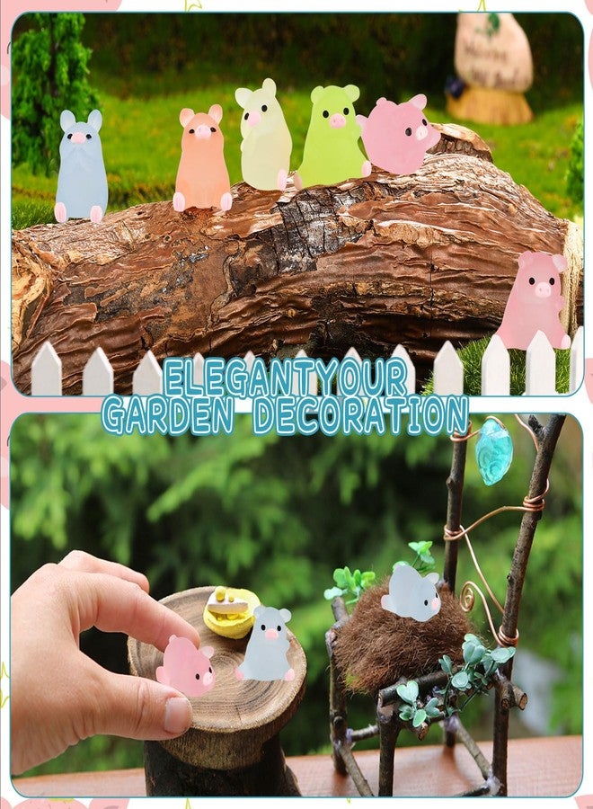 CCINEE 30pcs Luminous Mini Pig Miniauter Figures Glow in The Dark Resin Pig Figures Micro Fairy Ornaments Tiny Pigs Miniature for Bag Cake Topper Birthday Party Favors - Image 5