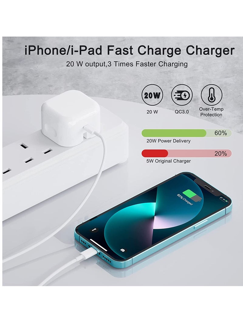 2 Pack iPhone USB C Fast Charger, [Apple MFi Certified] 20W PD Type C Power Block Wall Charger Plug Adapter with 6.6FT USB-C to Lightning Cable Compatible with iPhone 14 PRO MAX - Image 5