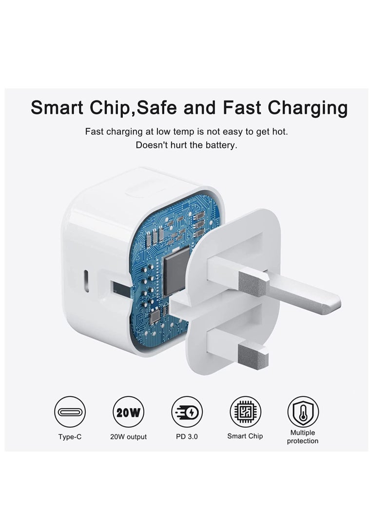 2 Pack iPhone USB C Fast Charger, [Apple MFi Certified] 20W PD Type C Power Block Wall Charger Plug Adapter with 6.6FT USB-C to Lightning Cable Compatible with iPhone 14 PRO MAX - Image 3