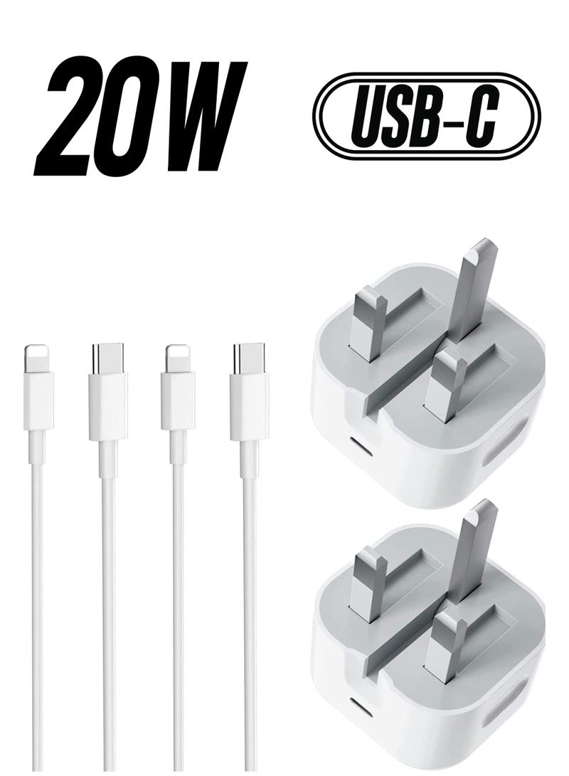 2 Pack iPhone USB C Fast Charger, [Apple MFi Certified] 20W PD Type C Power Block Wall Charger Plug Adapter with 6.6FT USB-C to Lightning Cable Compatible with iPhone 14 PRO MAX - Image 1