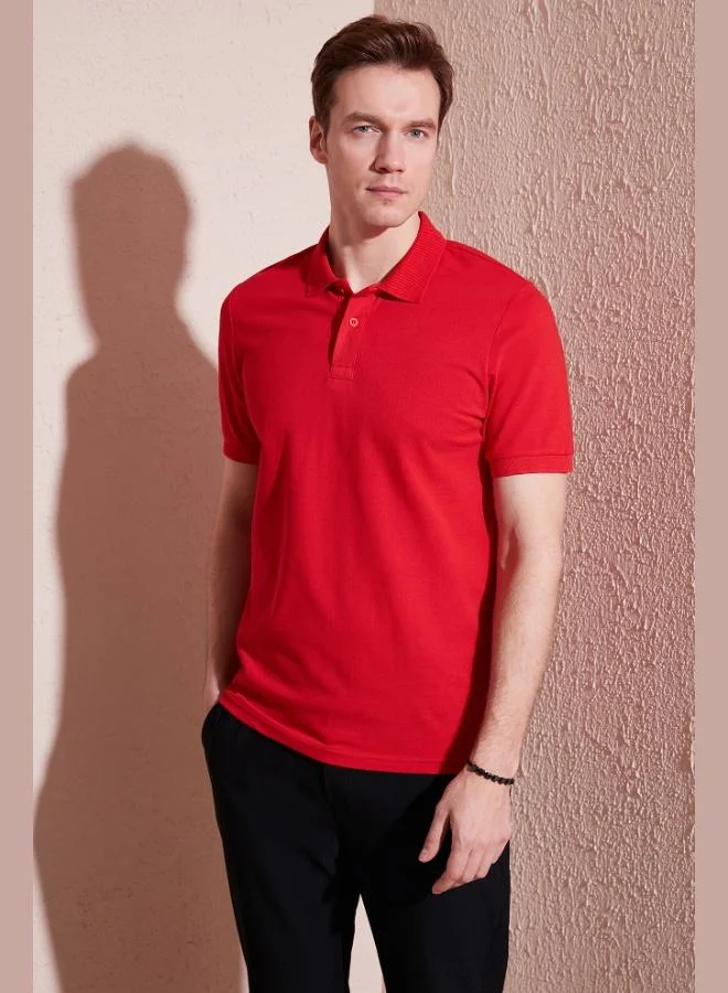 بوراتي تي شيرت بولو قطن رجالي بياقة قميص