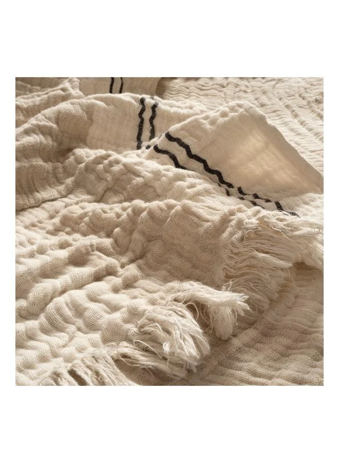Zsa Zsa Zsu  Baklan Yarn Dyed King Size Cotton Linen Pike 240x220 cm Natural.  | Best Price UAE