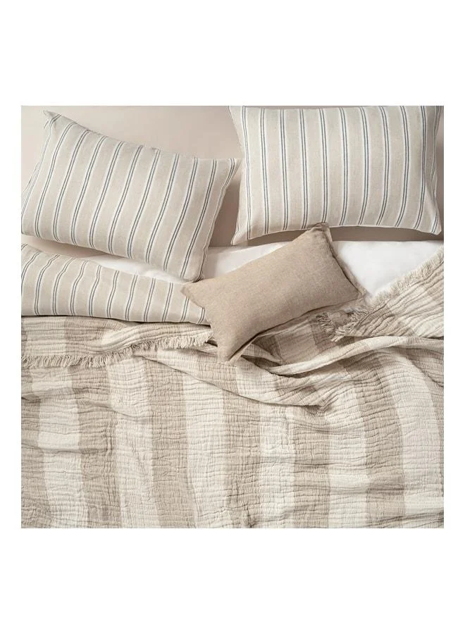 Baklan Yarn Dyed King Size Cotton Linen Pike 240x220 cm Natural.