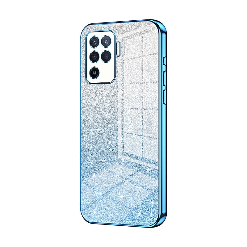 BURAQ Case Cover For OPPO A94 4G Gradient Glitter Powder Electroplated Phone Case(Blue) - Image 1