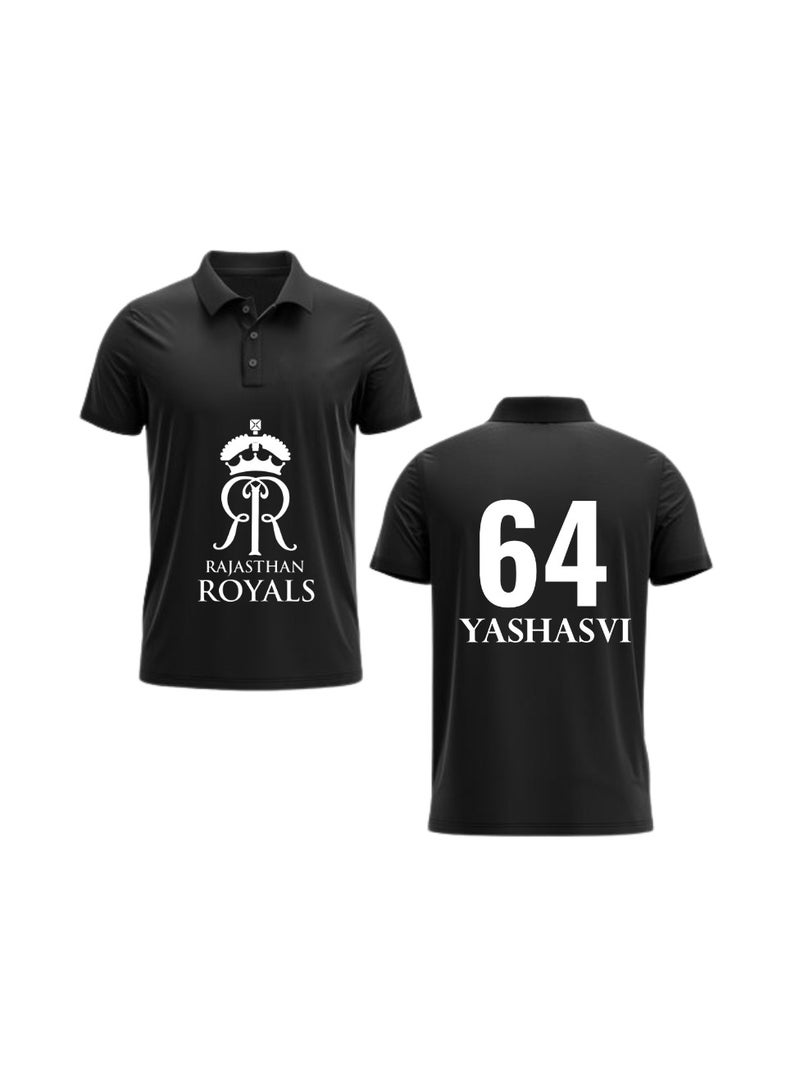 PRINTSHOP4ME Rajastan Cricket Men's Dry-Fit Polo Neck T-Shirt With Cap|Soft&Breathable Sportswear For Cricket Lovers| Wear It For Games - Image 1