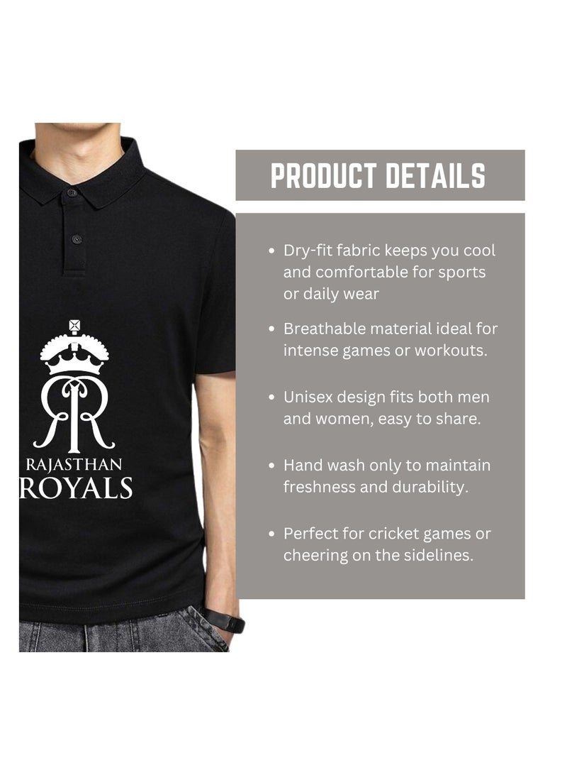 PRINTSHOP4ME Rajastan Cricket Men's Dry-Fit Polo Neck T-Shirt With Cap|Soft&Breathable Sportswear For Cricket Lovers| Wear It For Games - Image 4