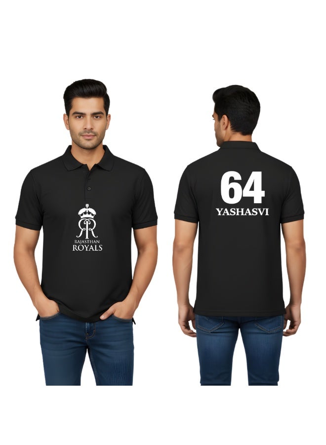 Rajastan Cricket Men's Dry-Fit Polo Neck T-Shirt With Cap|Soft&Breathable Sportswear For Cricket Lovers| Wear It For Games - Image 1