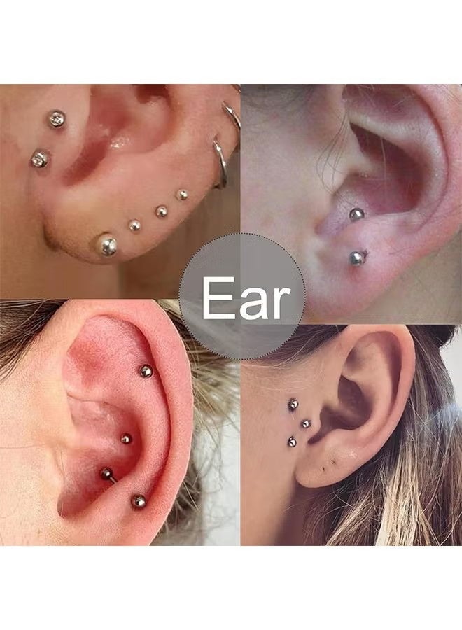 YJ 660pcs Sliver Face Gem Rhinestones Stickers Fake Lip Nails Stickers Fake Nose Stud Eyebrow Ear Stud Non Piercing Earring Studs Silver Belly Button Jewelry Gothic Cool Punk Y2K Makeup for Women Men - Image 4