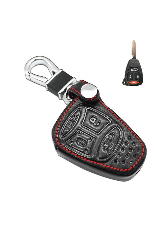 MECHCOS Compatible with fit for Jeep Wrangler Jeep Compass Liberty Patriot Commander Grand Cherokee Leather Keyless Entry Remote Control Smart Key Fob Cover Pouch Bag Jacket Case Protector Shell - Image 1
