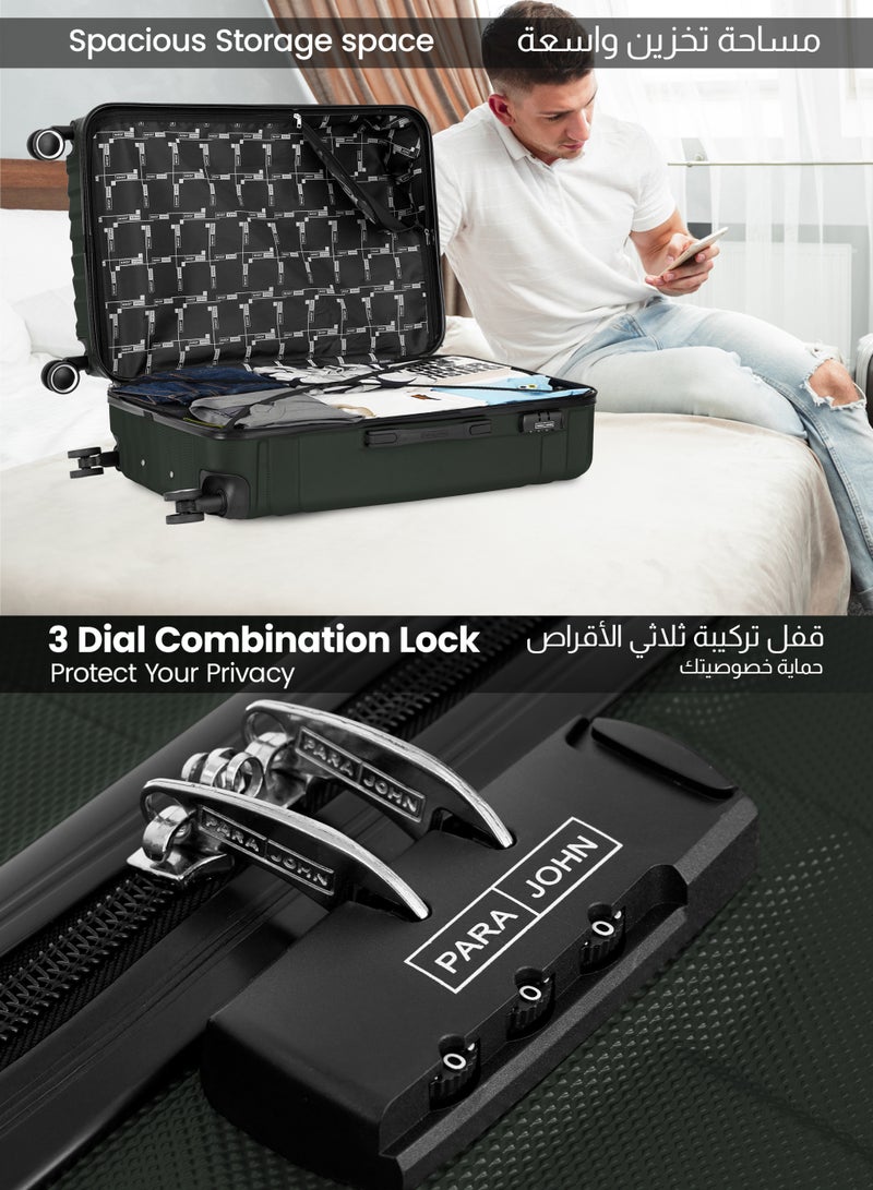 PARAJOHN حقيبة سفر خفيفة الوزن مكونة من قطعة واحدة ذات جانب صلب من مادة ABS كبيرة الحجم مع قفل وهيكل صلب قوي - Image 4