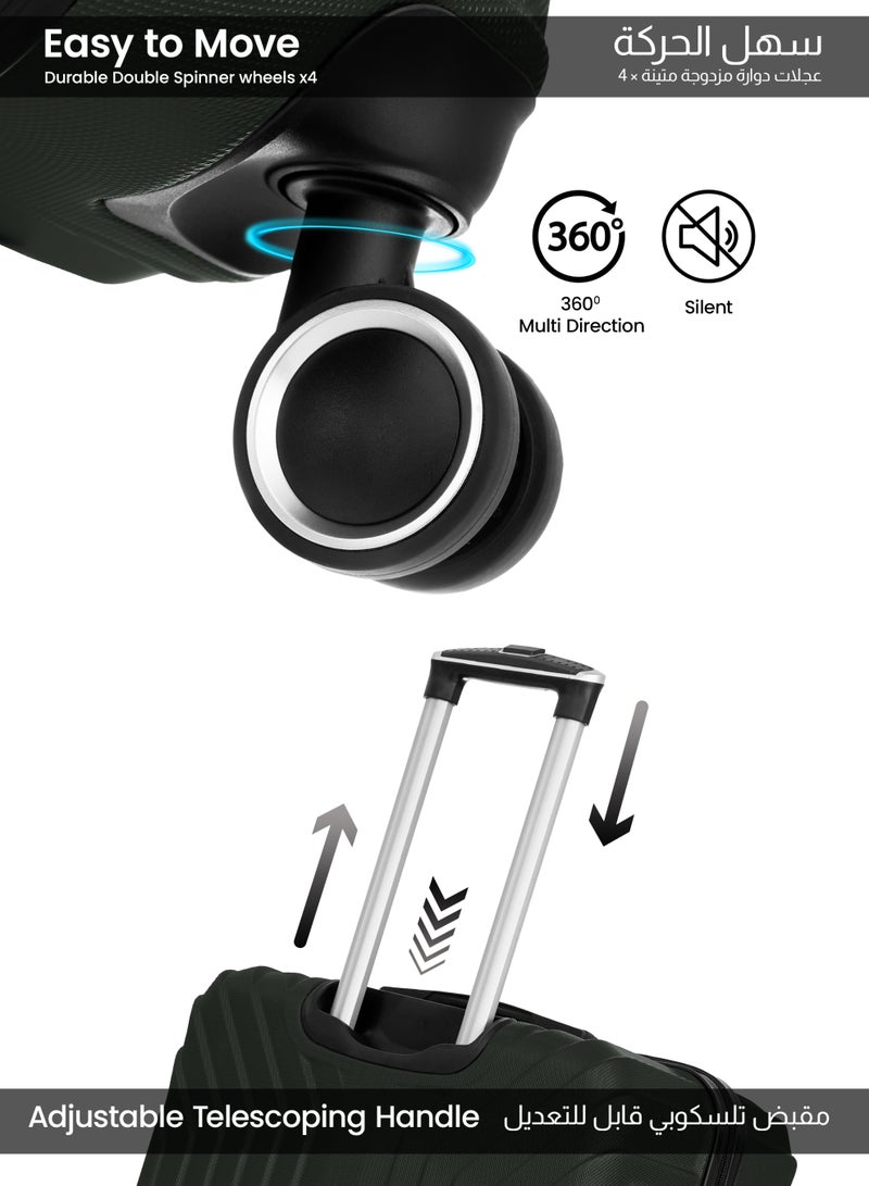 PARAJOHN حقيبة سفر خفيفة الوزن مكونة من قطعة واحدة ذات جانب صلب من مادة ABS كبيرة الحجم مع قفل وهيكل صلب قوي - Image 3