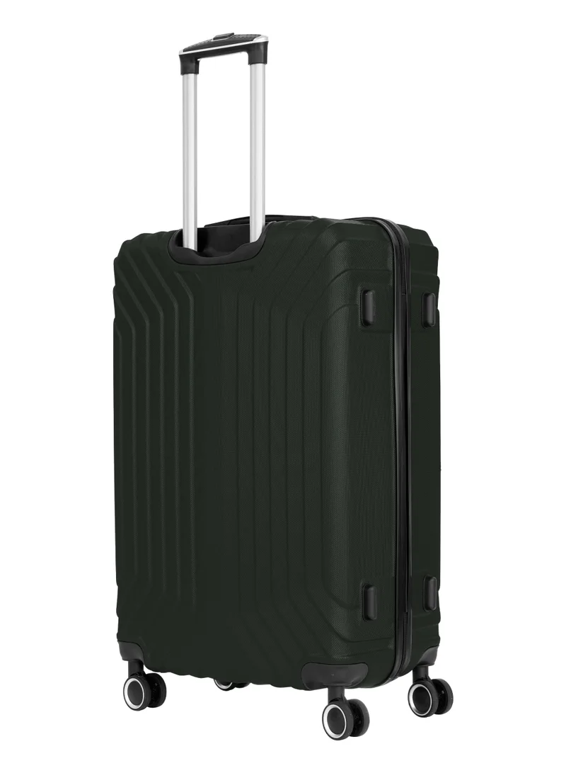 بارا جون GlideX 28-Inch Large ABS Hard Case Checked-In Luggage Trolley Bag – 30kg Capacity, 4 Spinner Wheels & Lock,, Army Green