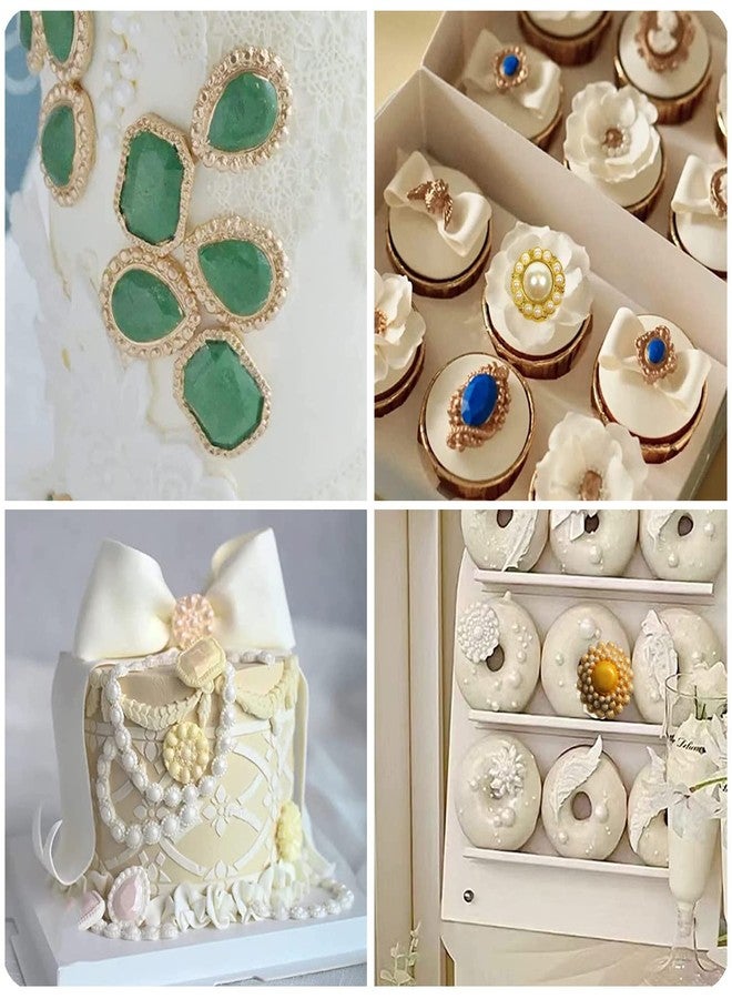 Sijiangmold Mini Gems Silicone Mold Pearl Diamond Brooch Silicone Fondant Broach Mold For Cake Decorating Candy Cupcake Topper Polymer Clay Set Of 4 - Image 5