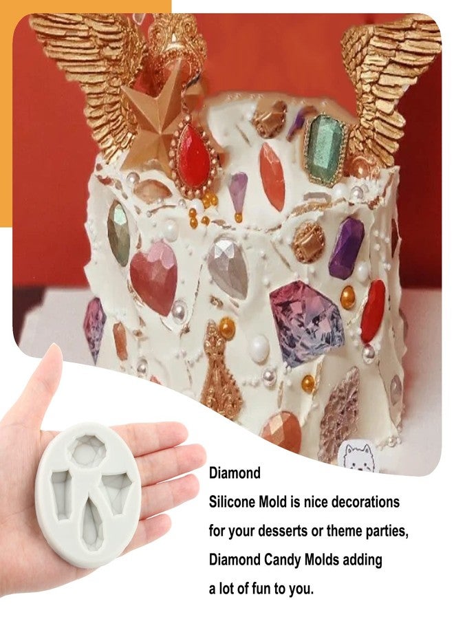 Sijiangmold Mini Gems Silicone Mold Pearl Diamond Brooch Silicone Fondant Broach Mold For Cake Decorating Candy Cupcake Topper Polymer Clay Set Of 4 - Image 3