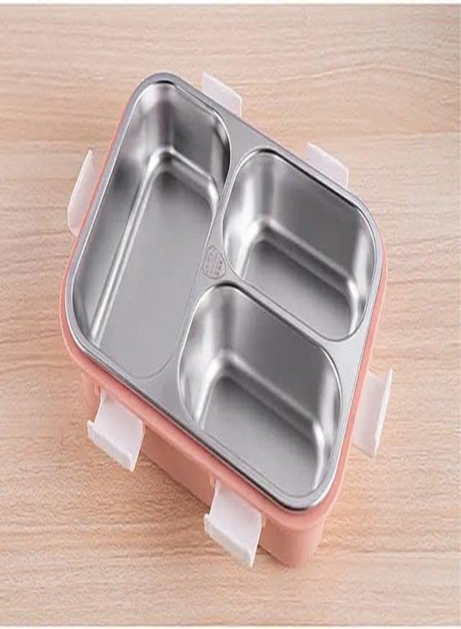Finner 3 Compartment Lunch Box with 1 Spoon Leak Proof Microwave Freezer Safe Thermal Insulation Portable Stainless Steel. - Image 3