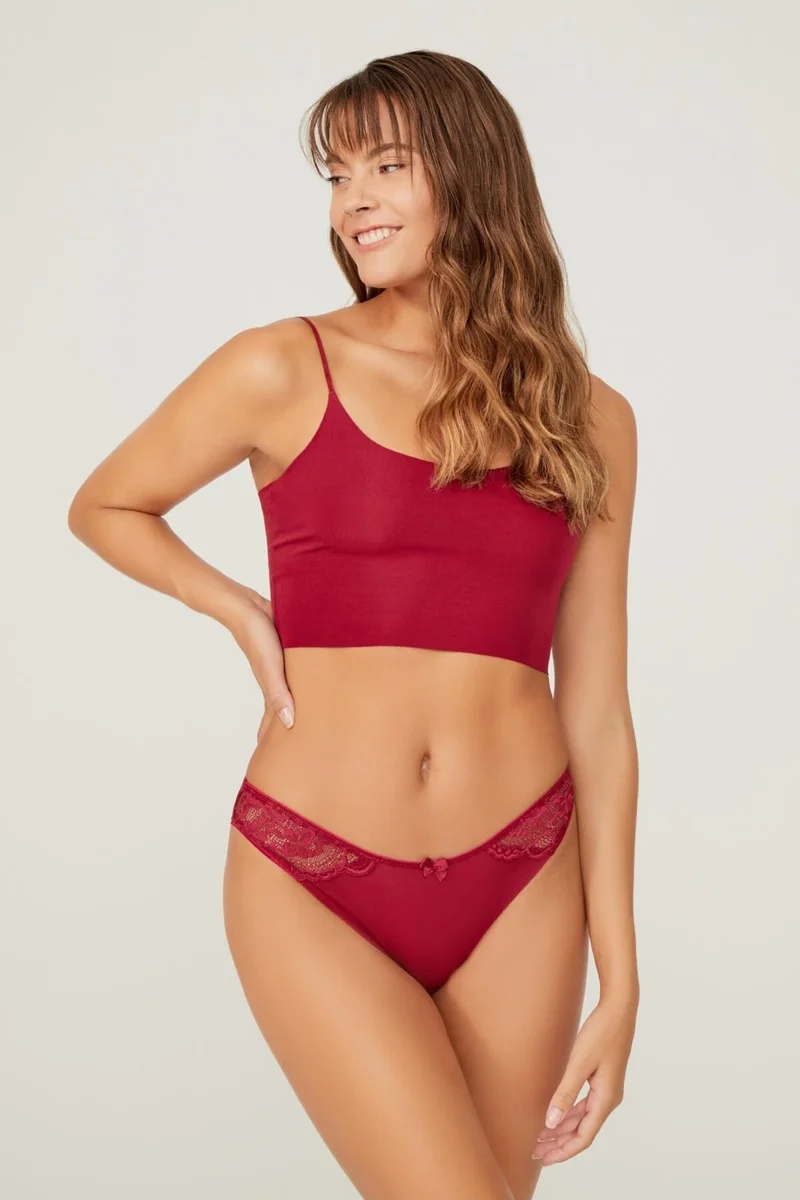 كوتن هيل Basic Laser Cut Lace Detailed Brazilian 3 Pack Panties - 4