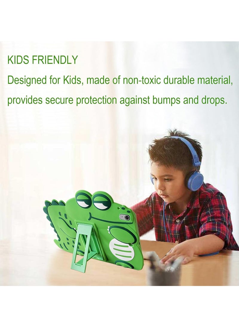 VKL Kids Case for iPad 10th Generation 2022 Cover for iPad 10.9 Inch + Screen Protector, 3D Cute Cartoon Case Silicone with Shoulder Strap & Stand Shockproof Cover, Dinosaur  - Image 2