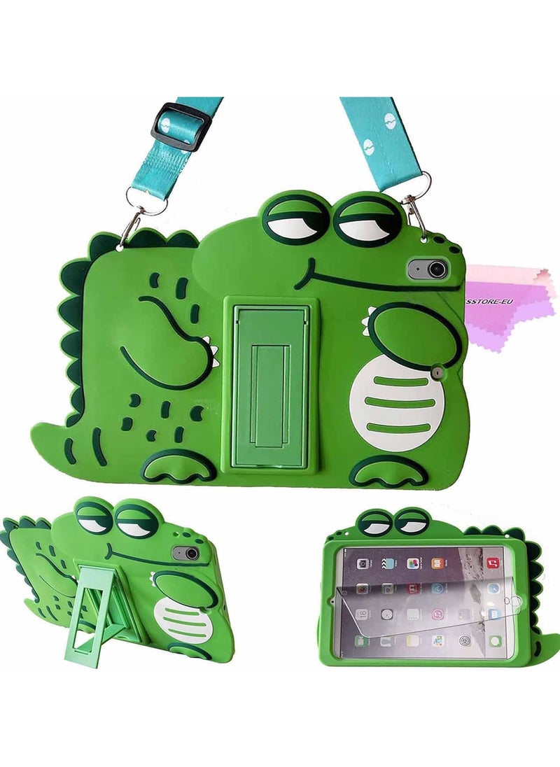 VKL Kids Case for iPad 10th Generation 2022 Cover for iPad 10.9 Inch + Screen Protector, 3D Cute Cartoon Case Silicone with Shoulder Strap & Stand Shockproof Cover, Dinosaur  - Image 1