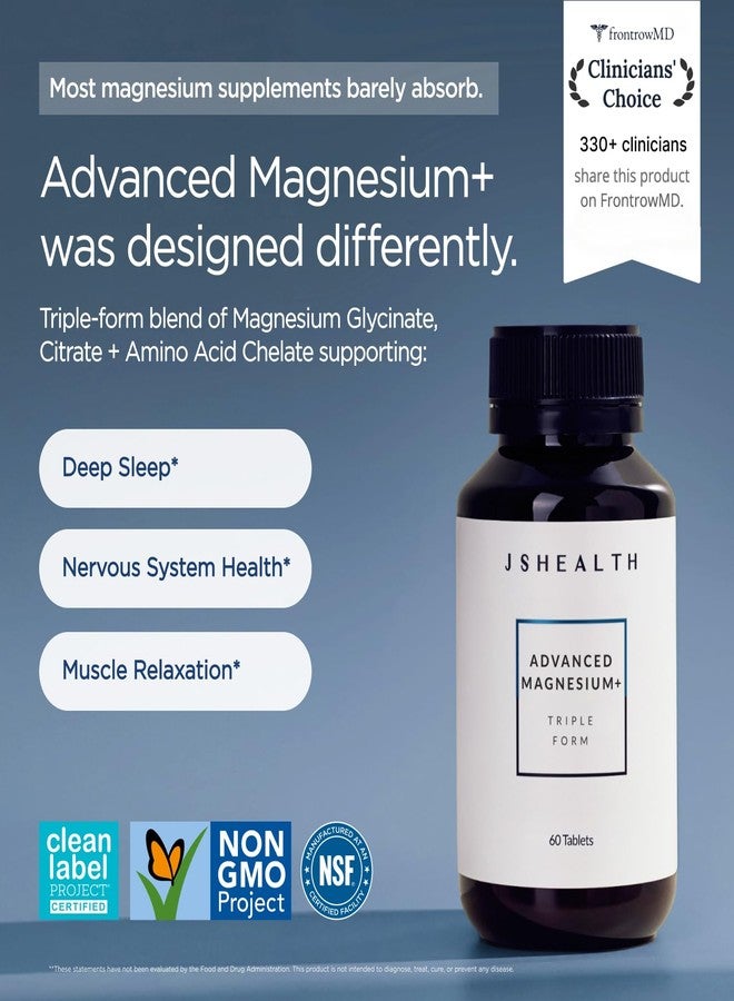 JSHealth Magnesium Supplement for Sleep. 400mg Triple-Form Glycinate, Citrate, Amino Acid Chelate. By Nutritionist Jessica Sepel (60 Tablets) - Image 2