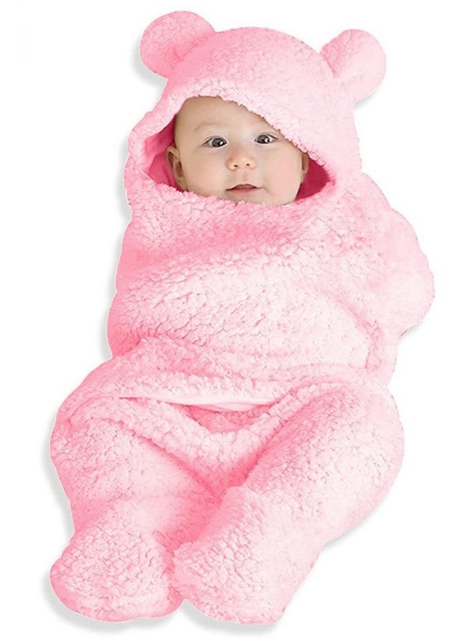 Brandonn Baby Blanket New Born Pack Of Wearable Swaddle Wrapper Security Blanket For Kids For 0-6 Month Babies (Pink Sherpa, 70 Cm X 70 Cm) - Image 1