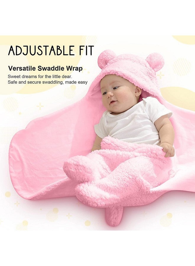 Brandonn Baby Blanket New Born Pack Of Wearable Swaddle Wrapper Security Blanket For Kids For 0-6 Month Babies (Pink Sherpa, 70 Cm X 70 Cm) - Image 2