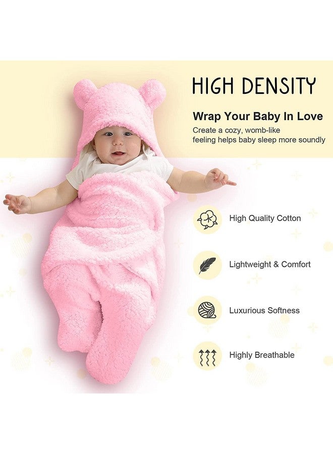 Brandonn Baby Blanket New Born Pack Of Wearable Swaddle Wrapper Security Blanket For Kids For 0-6 Month Babies (Pink Sherpa, 70 Cm X 70 Cm) - Image 3