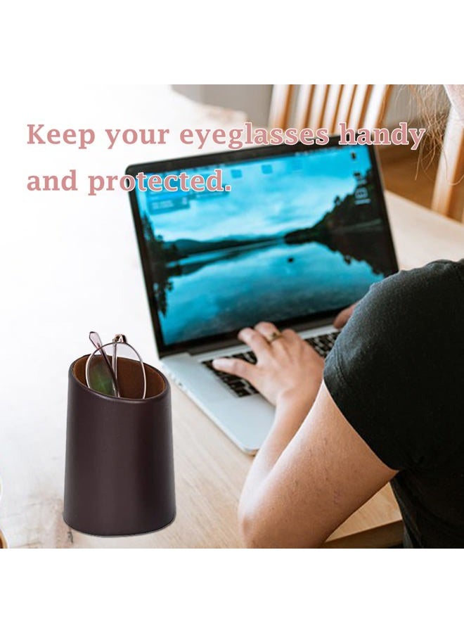 TECKE 2 Pack Eyeglass Holder Stand Protective Glasses Stand Case For Desks or Nightstands(Brown) - Image 3