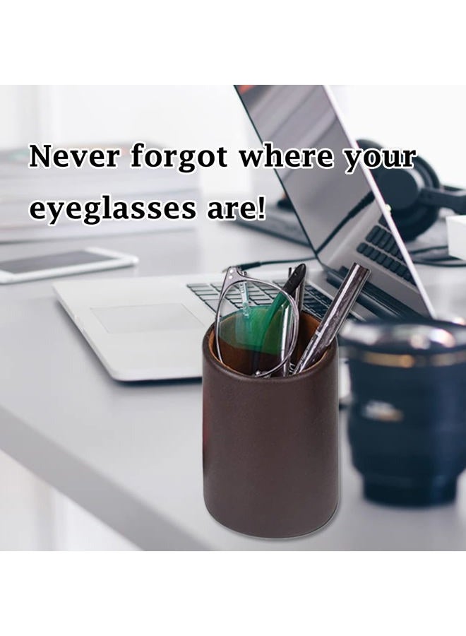 TECKE 2 Pack Eyeglass Holder Stand Protective Glasses Stand Case For Desks or Nightstands(Brown) - Image 2