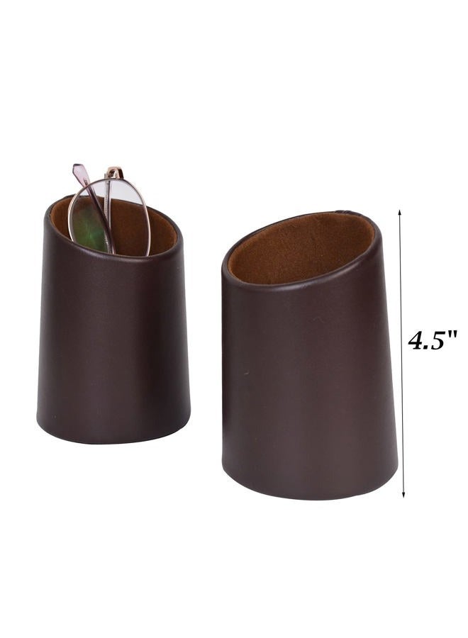 TECKE 2 Pack Eyeglass Holder Stand Protective Glasses Stand Case For Desks or Nightstands(Brown) - Image 4