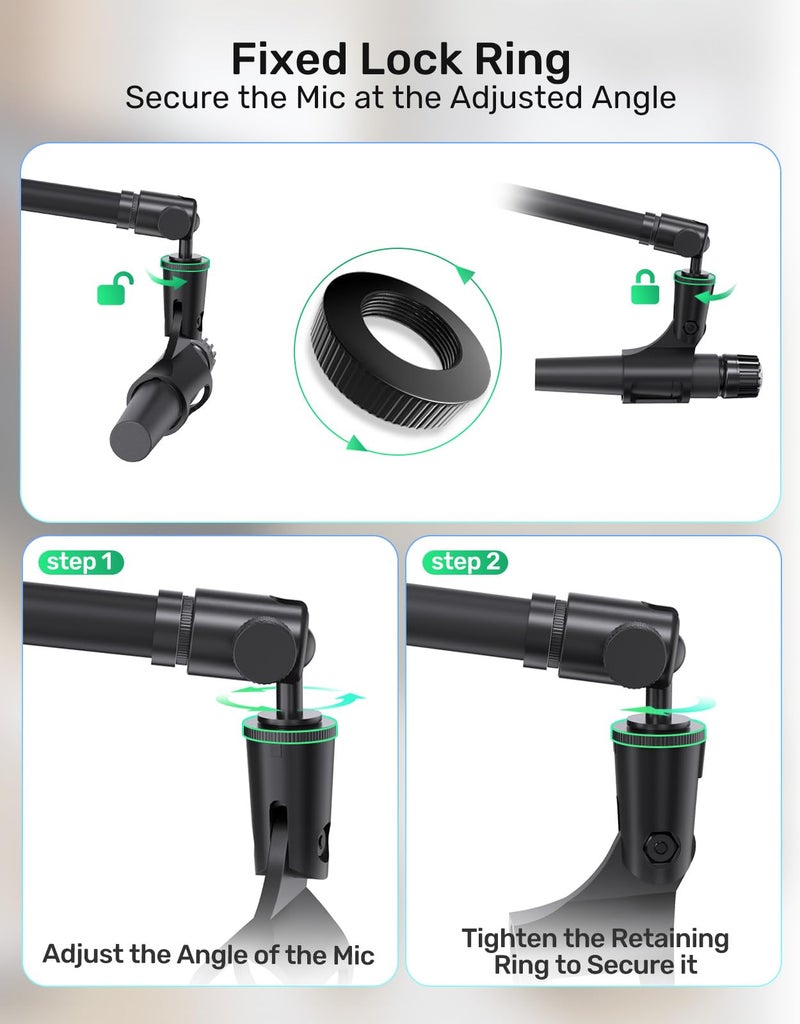 Borenbuir Ball and Socket Head Microphone Adapter with Angle Adjustmentâ€“ 360Â° Pan & 90Â° Tilt, with 5/8" and 3/8" All-Metal Adapter, Camera, Lightweight & Secure Locking, Swivel Mic Stand Adapter, Strong - Image 5