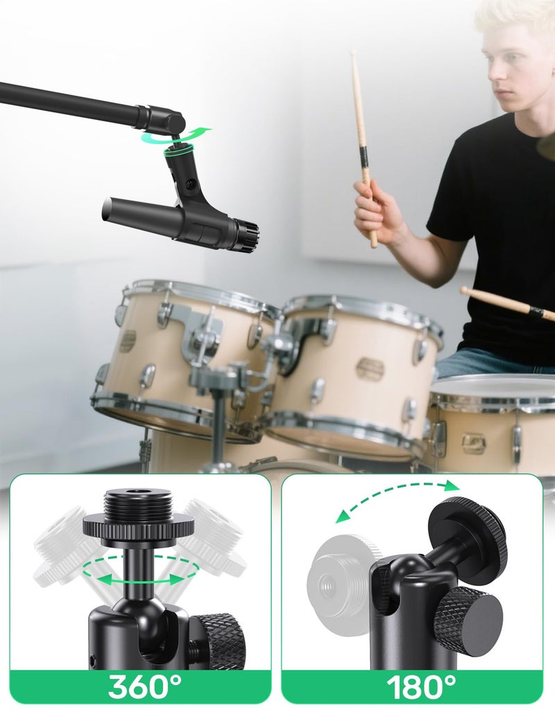 Borenbuir Ball and Socket Head Microphone Adapter with Angle Adjustmentâ€“ 360Â° Pan & 90Â° Tilt, with 5/8" and 3/8" All-Metal Adapter, Camera, Lightweight & Secure Locking, Swivel Mic Stand Adapter, Strong - Image 2