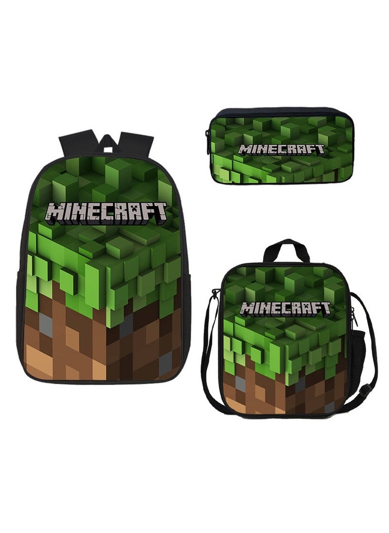 MINECRAFT My World Cartoon Student Backpack Three-piece Set 29*42*16cm 