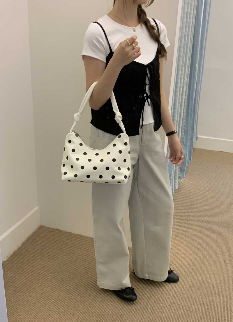 Duoguo Women'S Bag Niche Polka Dot Contrast Color Underarm Handbag Women'S 2025 Korean Casual Sweet Fresh Shoulder Bag - Image 1