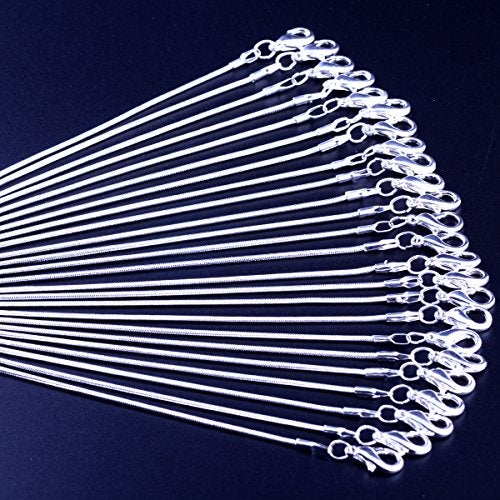 Cmidy Snake Chain Necklace White Brightening 24pcs 925 Silver Plated 1.2mm DIY Shining Link with Lobster Clasps for Jewelry Making (24inch, Shining White Brightening) - Image 2