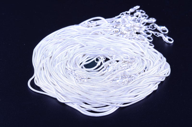 Cmidy Snake Chain Necklace White Brightening 24pcs 925 Silver Plated 1.2mm DIY Shining Link with Lobster Clasps for Jewelry Making (24inch, Shining White Brightening) - Image 4
