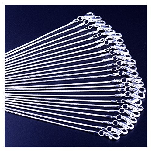 Cmidy Snake Chain Necklace White Brightening 24pcs 925 Silver Plated 1.2mm DIY Shining Link with Lobster Clasps for Jewelry Making (24inch, Shining White Brightening) - Image 1