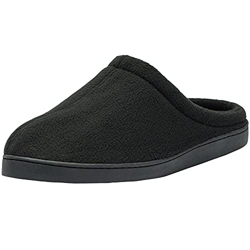 Alpine Swiss Wide Mens Fleece Clog Slippers | Wide Width Slip-On House Shoes with Memory Foam | Cozy Indoor Comfort BLK 13 W - Image 1