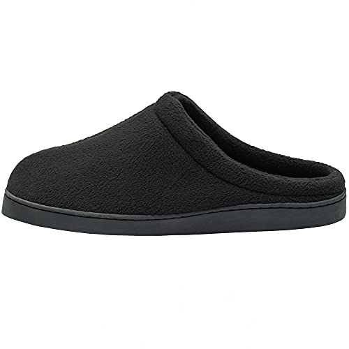 Alpine Swiss Wide Mens Fleece Clog Slippers | Wide Width Slip-On House Shoes with Memory Foam | Cozy Indoor Comfort BLK 13 W - Image 4