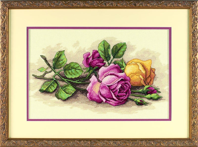 Dimensions 'Rose Cuttings' Floral Counted Cross Stitch Kit, 14'' x 9'', multi-colored, 14 Count - Image 2