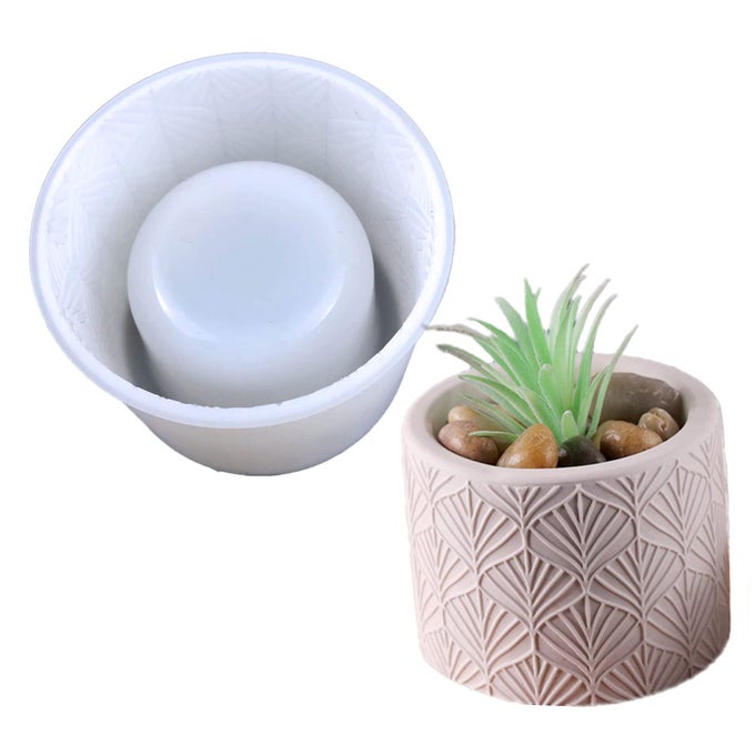 ROUND VINTAGE PATTERN CONCRETE FLOWER POT SILICONE MOLD PLASTER SUCCULENT PLANTER VASE MOLD CANDLE PEN HOLDER EPOXY RESIN CEMENT CLAY MOULD