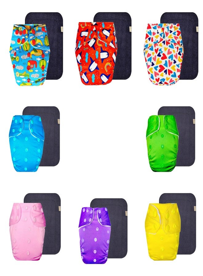 Dumbledo Premium Cloth Diaper with Gray Insert (Pack of 8) | Snug Fit | Leakproof | Quick Dry | Trusted by Moms | 3 Months - 3 Years | Unisex Baby - Image 1